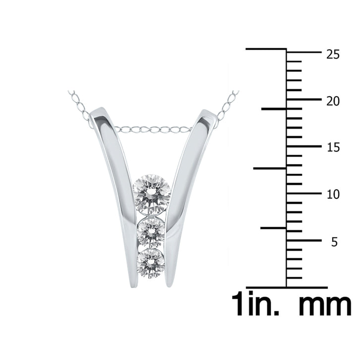 1/2 Carat Tw Diamond Three Stone Pendant In 10K White Gold