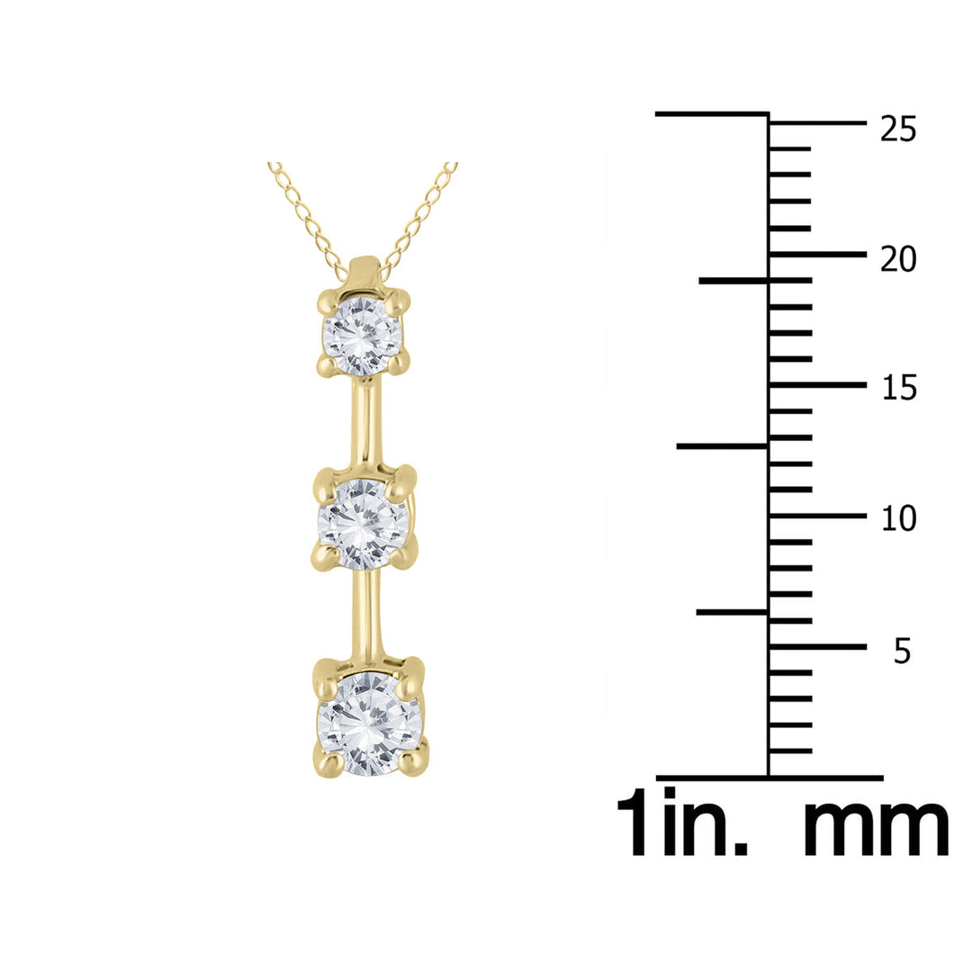 Ags Certified 1/2 Carat Tw Three Stone Diamond Pendant In 10K Yellow Gold