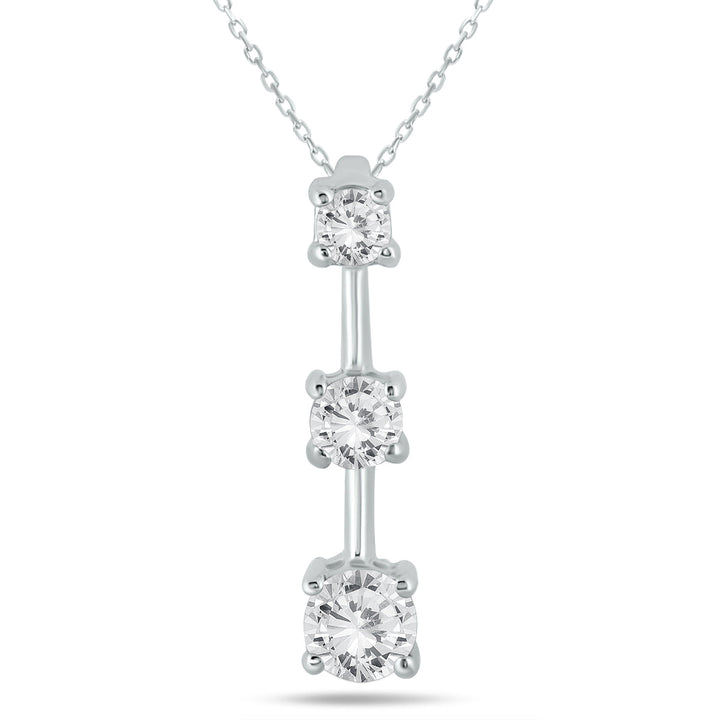 1 Carat Tw Three Stone Diamond Pendant In 14K White Gold