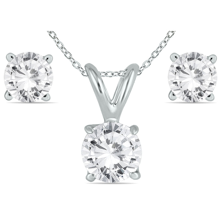 5/8 Carat Tw Diamond Pendant And Earring Set In 14K White Gold