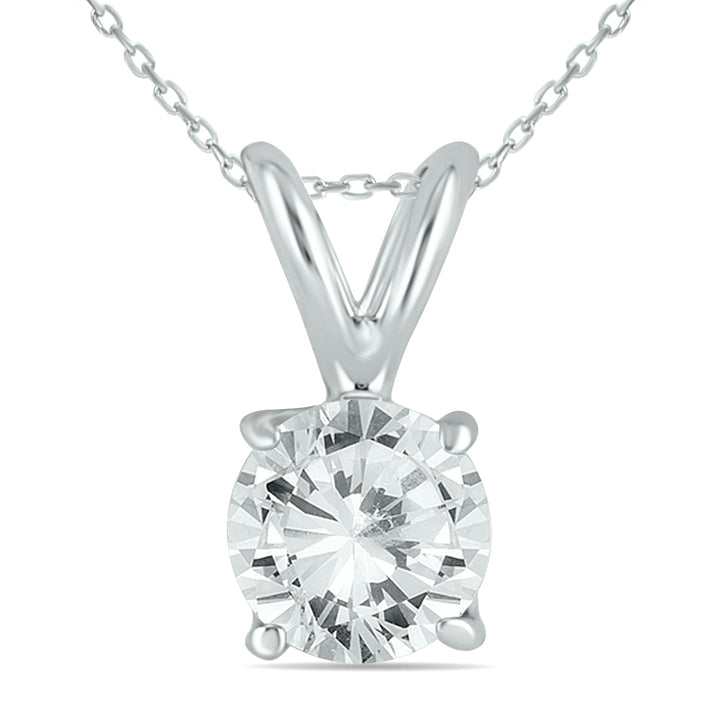 14K White Gold 1 Carat Tw Diamond Pendant And Earring Matching Set