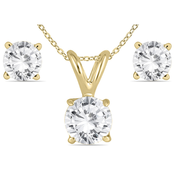 5/8 Carat Tw Diamond Pendant And Earring Set In 14K Yellow Gold