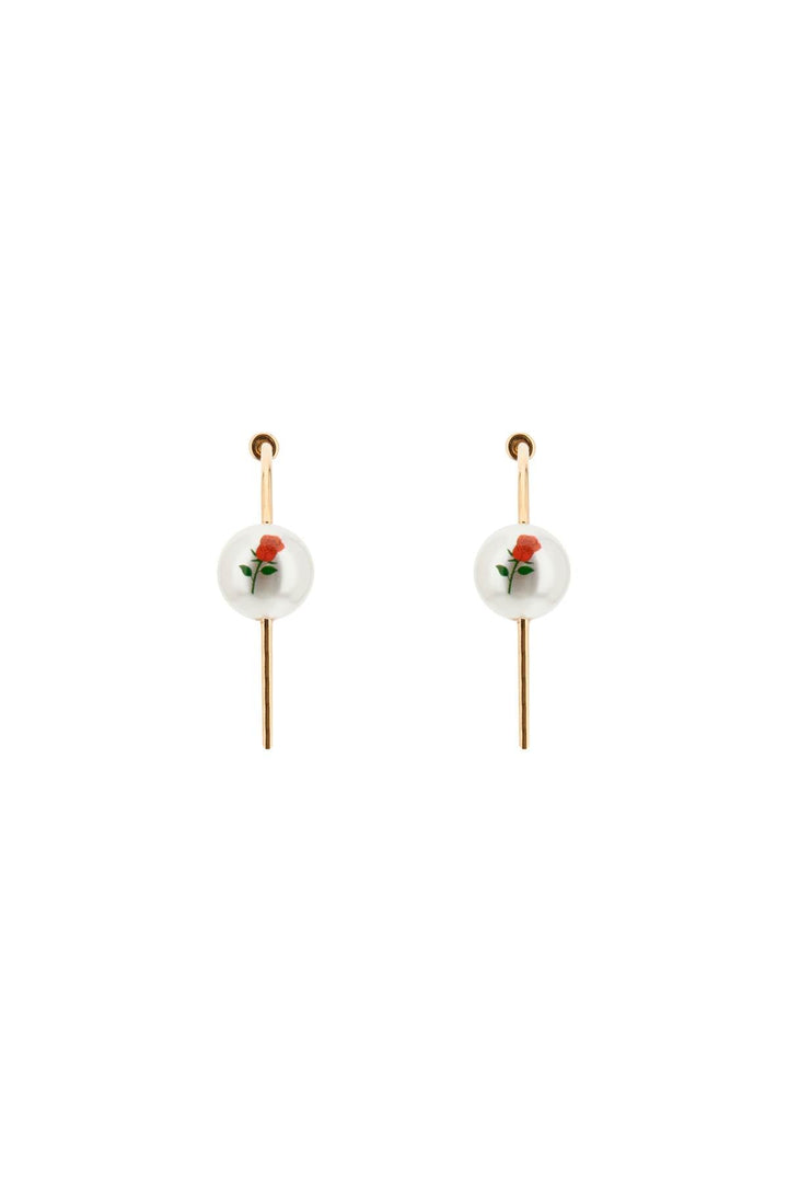 Saf Safu 'pearl & Roses' Hoop Earrings