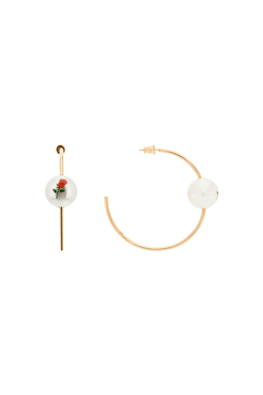 Saf Safu 'pearl & Roses' Hoop Earrings