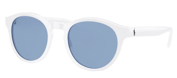 Polo Ralph Lauren PH 4192 554472 Round Plastic White Sunglasses with Blue Lens