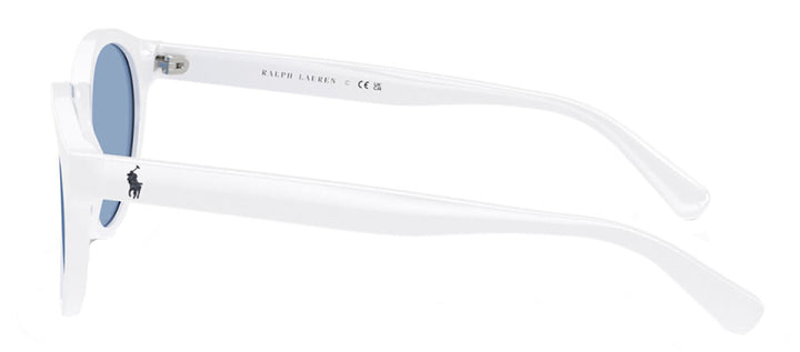 Polo Ralph Lauren PH 4192 554472 Round Plastic White Sunglasses with Blue Lens