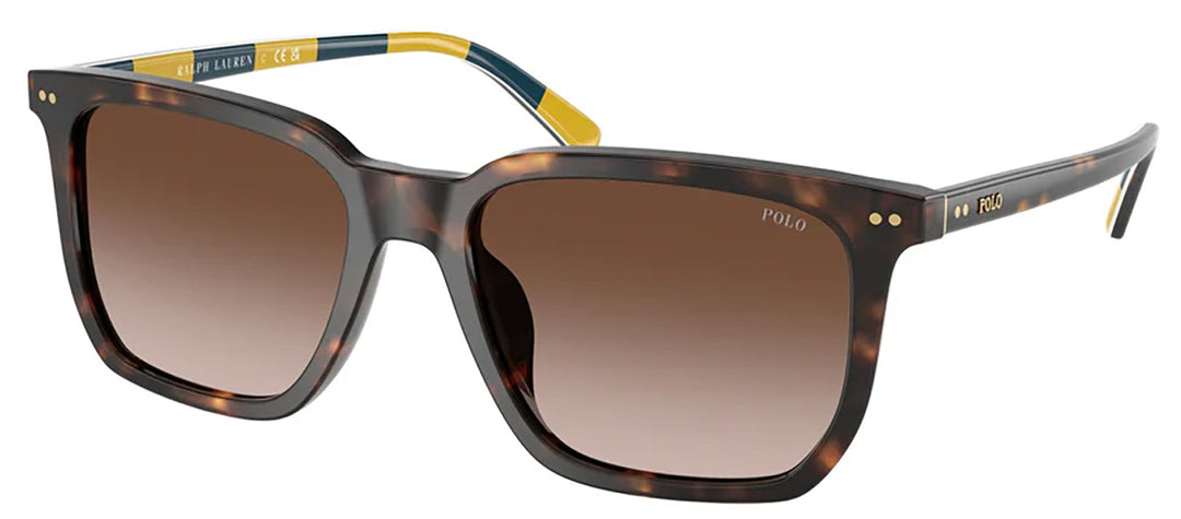 Polo Ralph Lauren PH 4224U 500313 Rectangle Plastic Havana Sunglasses with Brown Gradient Lens