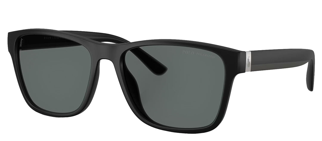 Polo Ralph Lauren PH 4229U 500181 Square Plastic Black Sunglasses with Grey Polarized Lens