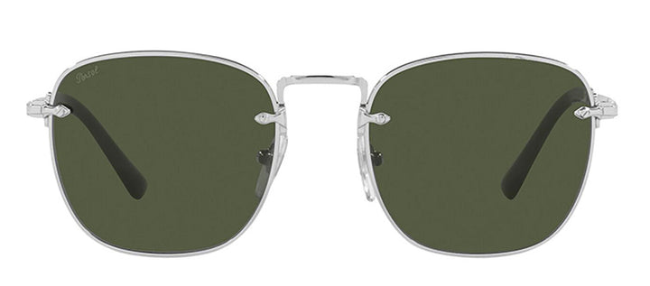 Persol PO 2490S 518/31 Square Metal Silver Sunglasses with Green Lens