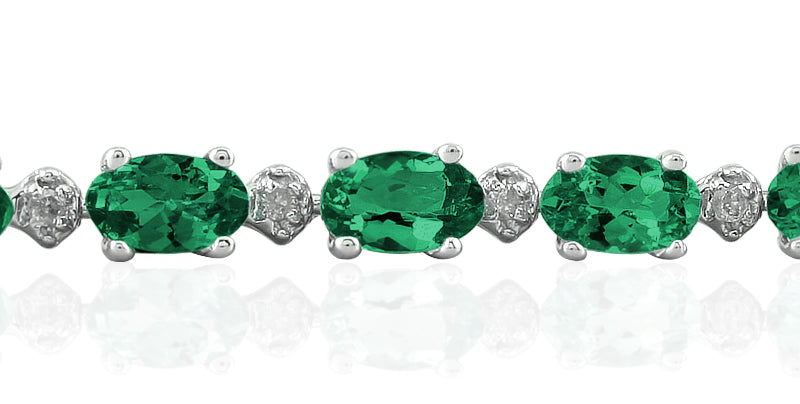 5.30 Carat Tw Emerald And Diamond Bracelet In 10K White Gold