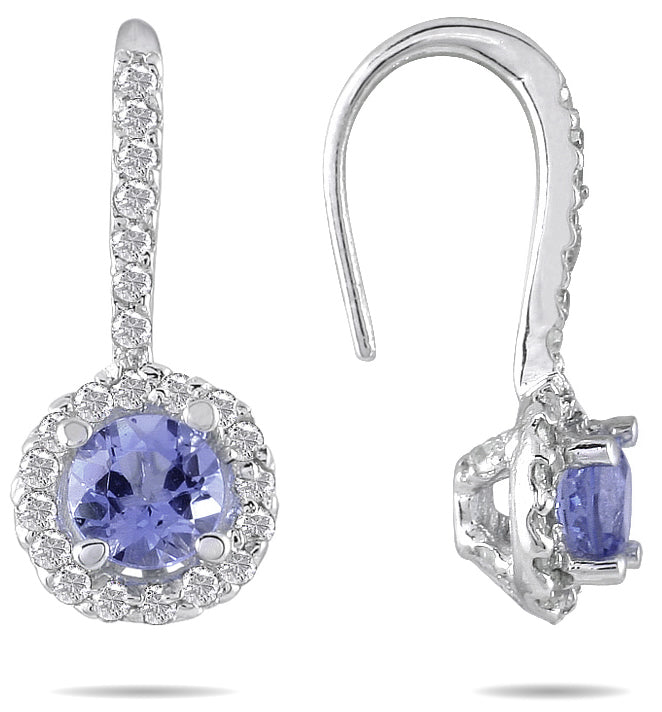 3/4 Carat Tw Tanzanite And Diamond Earrings In 10K White Gold