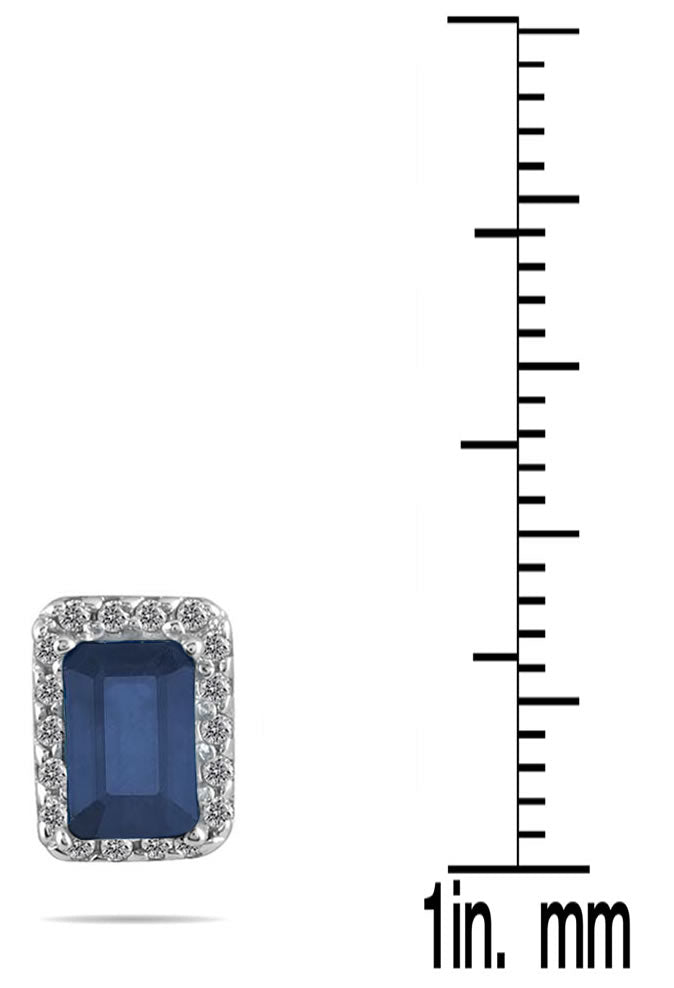 1 1/4 Carat Sapphire And Diamond Earrings In 14K White Gold