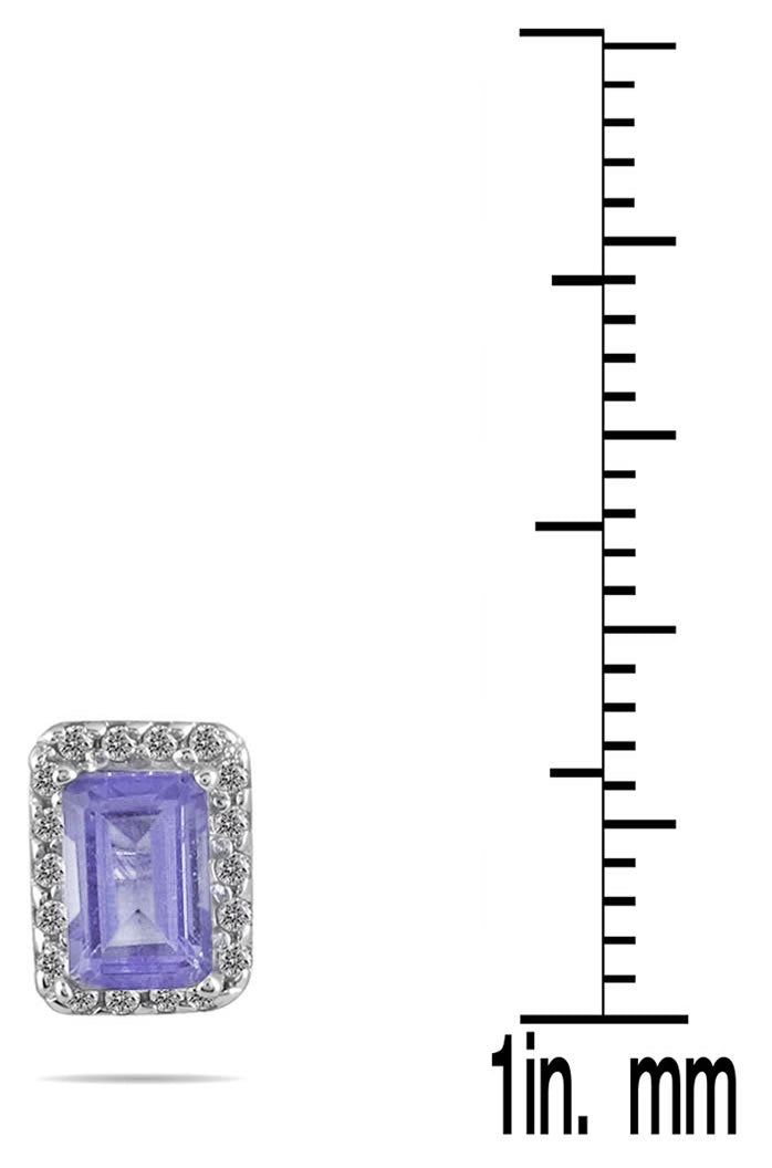 1 1/5 Carat Tanzanite And Diamond Earrings In 14K White Gold