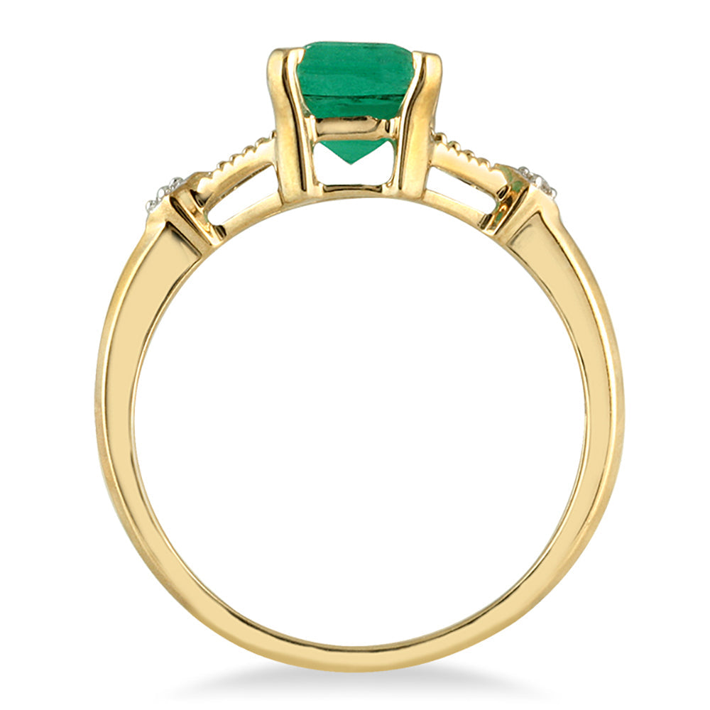 1.60 Carat Emerald And Diamond Ring In 10K Yellow Gold