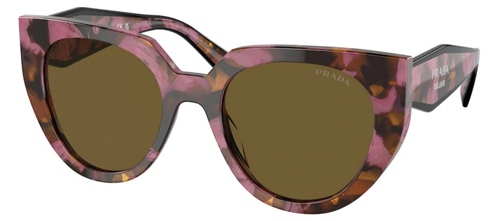 Prada PR 14WS 18N01T Cat Eye Acetate Brown Sunglasses with Brown Lens