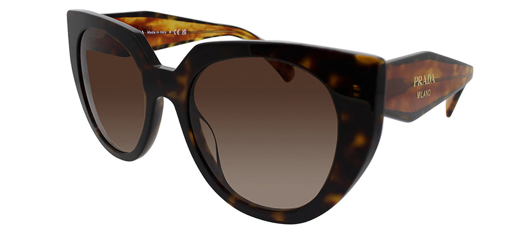 Prada PR 14WS 2AU6S1 Cat-Eye Plastic Tortoise Sunglasses with Brown Gradient Lens