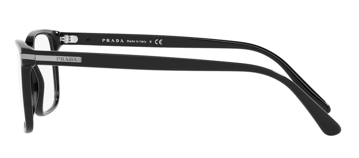 Prada PR 14WV 1AB1O1 Rectangle Plastic Black Eyeglasses with Logo Stamped Demo Lenses