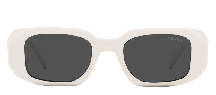 Prada PR 17WSF 1425S0 Rectangle Plastic White Sunglasses with Grey Lens