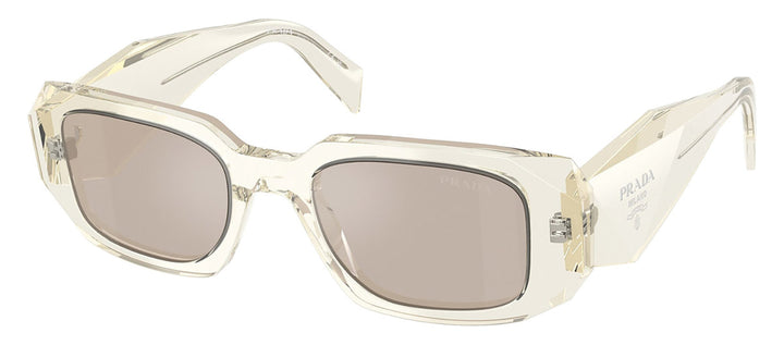 Prada PR 17WSF 19X30N Rectangle Plastic Beige Sunglasses with Brown Mirror Lens