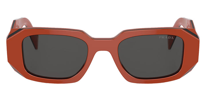Prada PR 17WS 12N5S0 Rectangle Acetate Orange Sunglasses with Dark Grey Lens