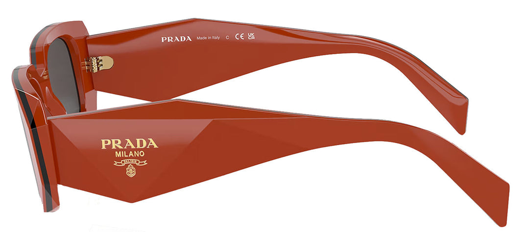 Prada PR 17WS 12N5S0 Rectangle Acetate Orange Sunglasses with Dark Grey Lens