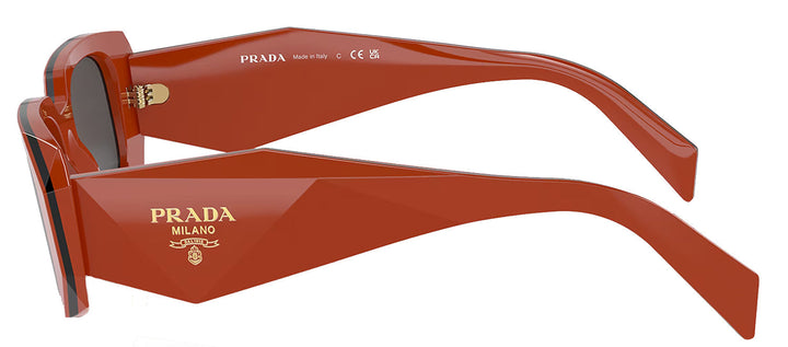 Prada PR 17WS 12N5S0 Rectangle Acetate Orange Sunglasses with Dark Grey Lens
