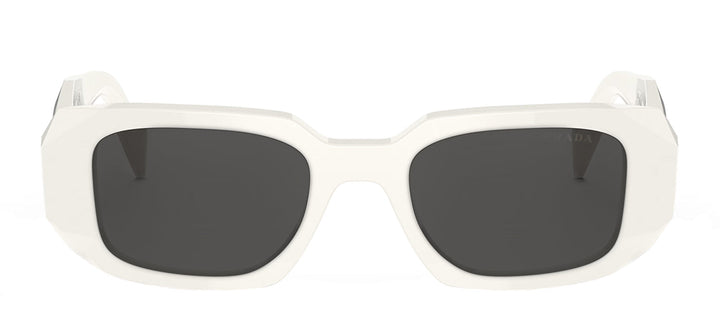 Prada PR 17WS 1425S0 Rectangle Plastic White Sunglasses with Grey Lens