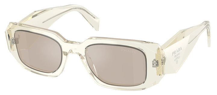 Prada PR 17WS 19X30N Rectangle Plastic Beige Sunglasses with Brown Mirror Lens