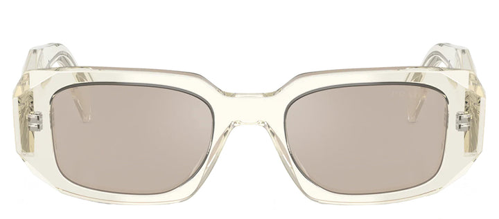 Prada PR 17WS 19X30N Rectangle Plastic Beige Sunglasses with Brown Mirror Lens