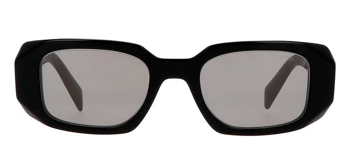 Prada PR 17WS 1AB07Z Rectangle Plastic Black Sunglasses with Grey Mirror Lens