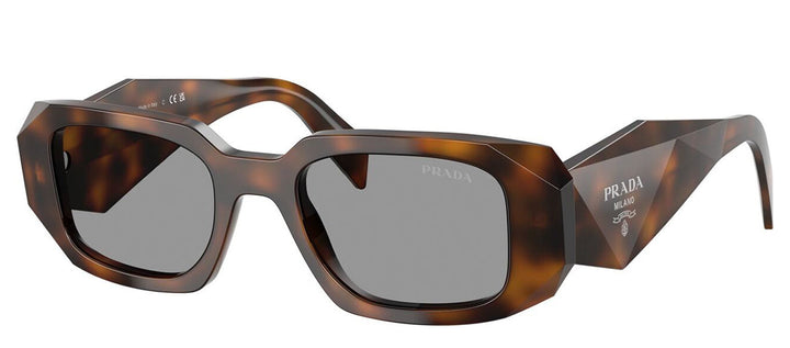 Prada PR 17WS 20D50Q Rectangle Plastic Tortoise Sunglasses with Grey Lens
