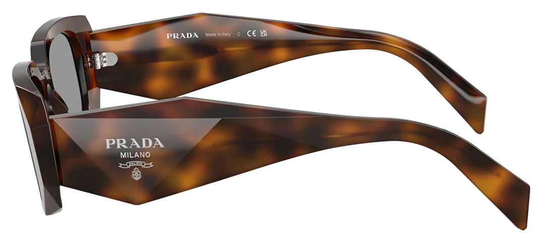 Prada PR 17WS 20D50Q Rectangle Plastic Tortoise Sunglasses with Grey Lens