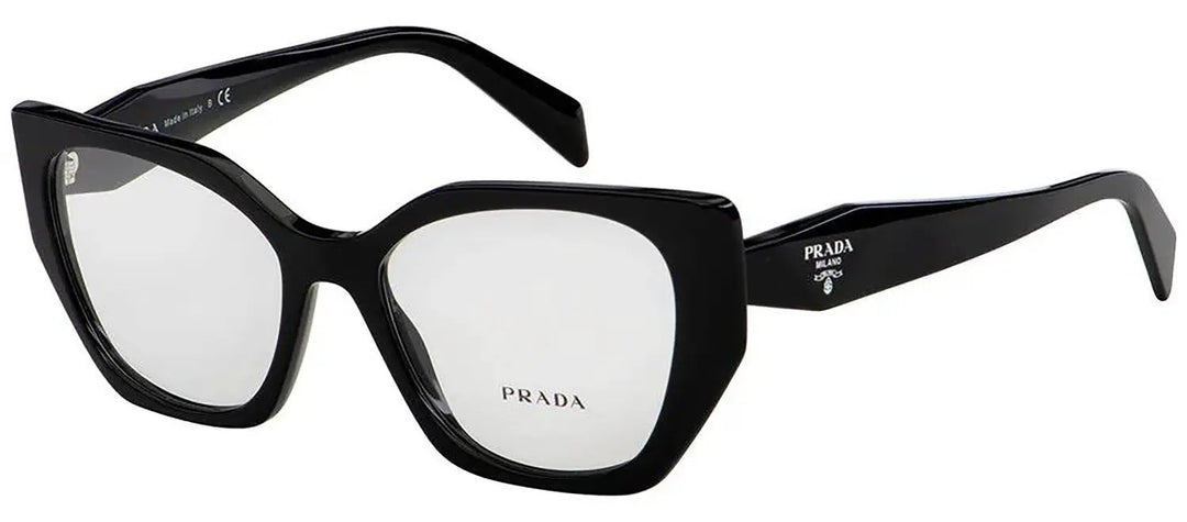 Prada PR 18WV 1AB1O1 Fashion Plastic Black Eyeglasses with Logo Stamped Demo Lenses