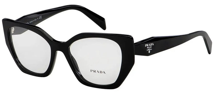 Prada PR 18WV 1AB1O1 Fashion Plastic Black Eyeglasses with Logo Stamped Demo Lenses