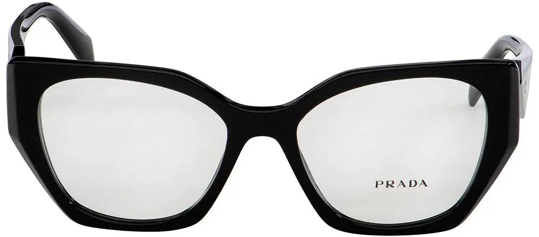 Prada PR 18WV 1AB1O1 Fashion Plastic Black Eyeglasses with Logo Stamped Demo Lenses