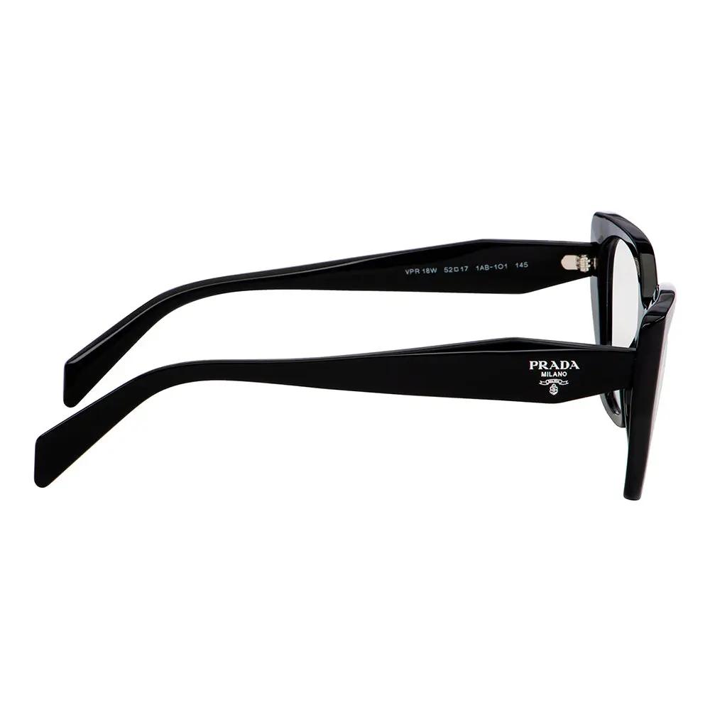 Prada PR 18WV 1AB1O1 Fashion Plastic Black Eyeglasses with Logo Stamped Demo Lenses