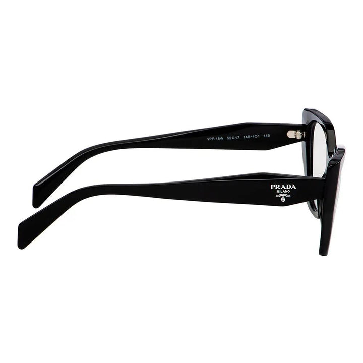 Prada PR 18WV 1AB1O1 Fashion Plastic Black Eyeglasses with Logo Stamped Demo Lenses