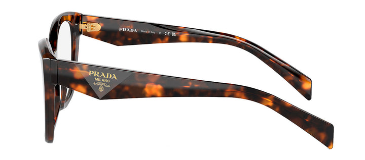 Prada PR 20ZV 14L1O1 Cat-Eye Plastic Havana Eyeglasses with Logo Stamped Demo Lenses Lens