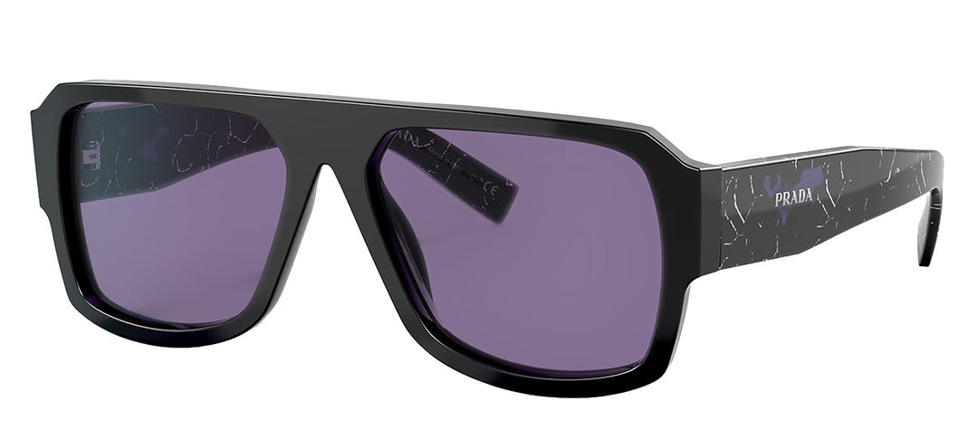 Prada PR 22YS 1AB05Q Pilot Plastic Black Sunglasses with Violet Mirror Lens