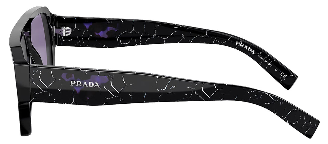 Prada PR 22YS 1AB05Q Pilot Plastic Black Sunglasses with Violet Mirror Lens