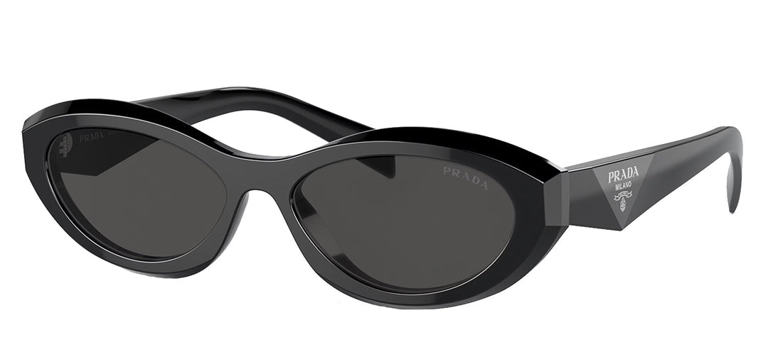 Prada PR 26ZS 16K08Z Oval Plastic Black Sunglasses with Grey Lens