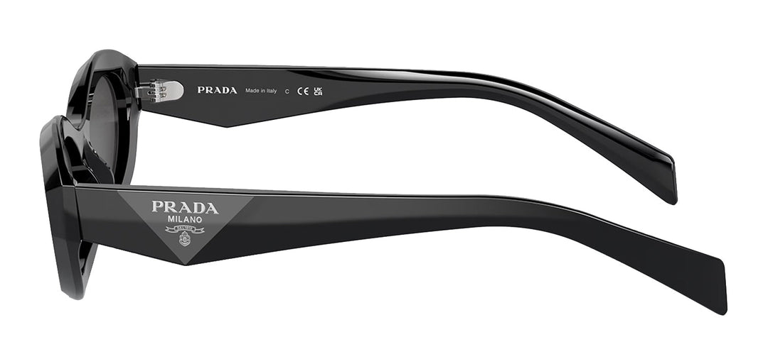 Prada PR 26ZS 16K08Z Oval Plastic Black Sunglasses with Grey Lens