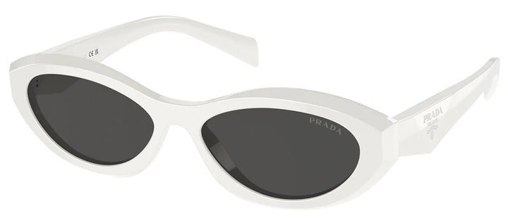 Prada PR 26ZS 17K08Z Oval Plastic White Sunglasses with Grey Lens