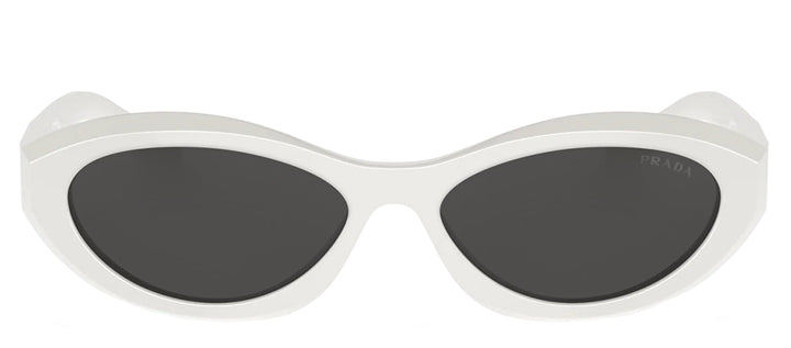 Prada PR 26ZS 17K08Z Oval Plastic White Sunglasses with Grey Lens