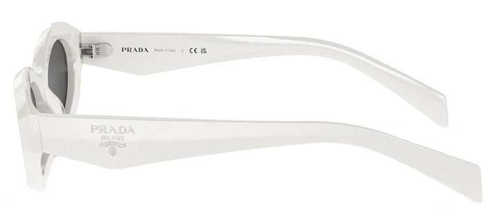 Prada PR 26ZS 17K08Z Oval Plastic White Sunglasses with Grey Lens