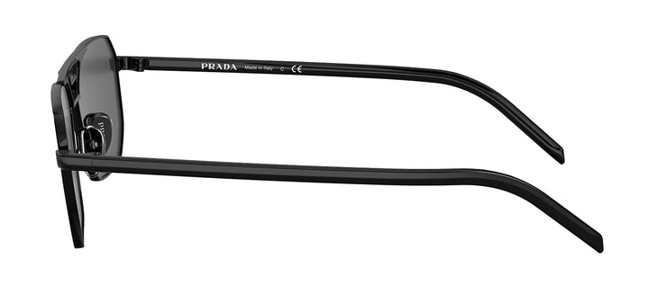 Prada PR 58YS 1AB5S0 Rectangle Metal Black Sunglasses with Grey Lens