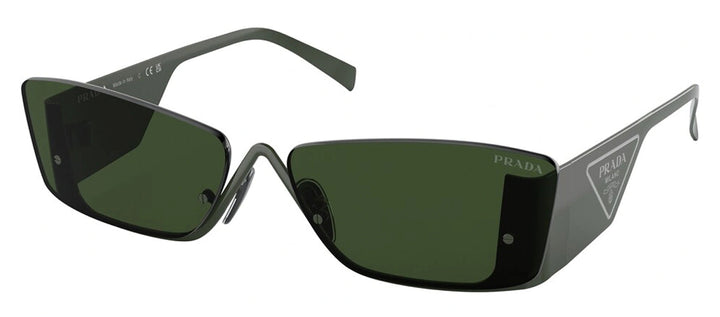 Prada PR 59ZS 13H02V Butterfly Metal Militar Sunglasses with Dark Green Lens