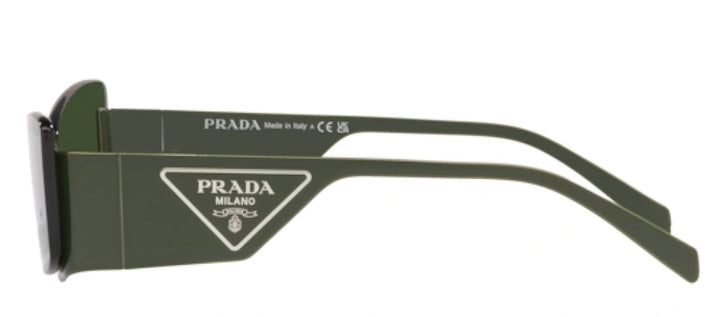 Prada PR 59ZS 13H02V Butterfly Metal Militar Sunglasses with Dark Green Lens