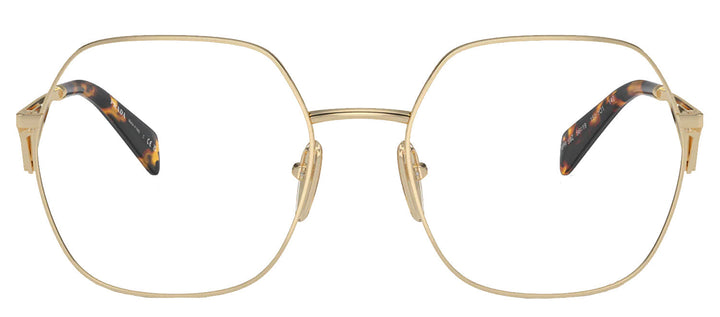 Prada PR 59ZV 1511O1 Geometric Metal Gold Eyeglasses with Logo Stamped Demo Lenses