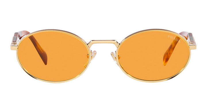 Prada PR 65ZS ZVN02Z Oval Metal Gold Sunglasses with Orange Lens